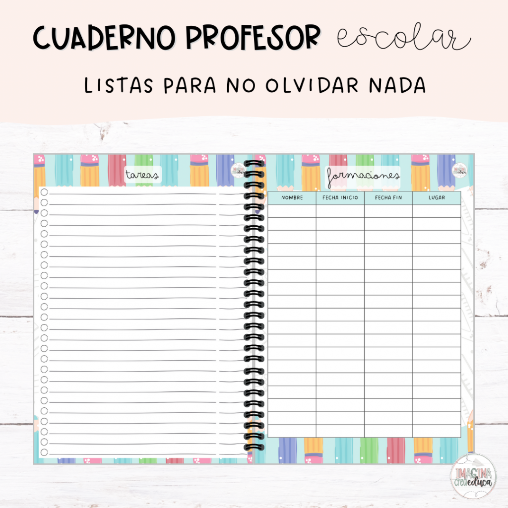 Cuaderno del profesor escolar Imagina, crea,