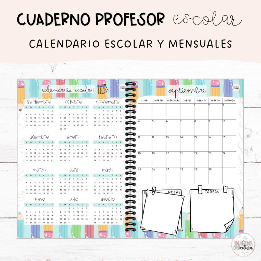 Cuaderno del profesor escolar Imagina, crea,