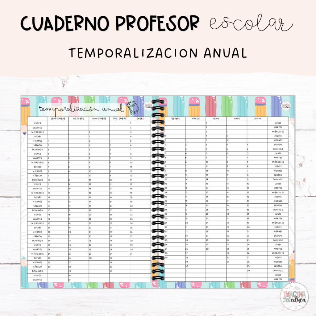 Cuaderno del profesor escolar Imagina, crea,